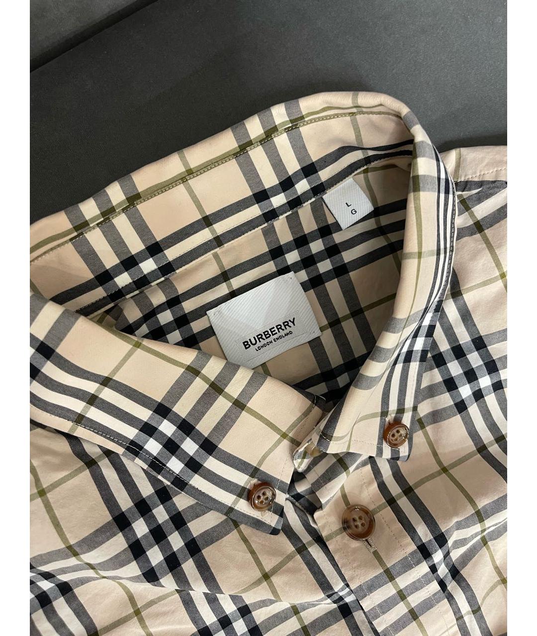 BURBERRY Бежевая хлопковая классическая рубашка, фото 7