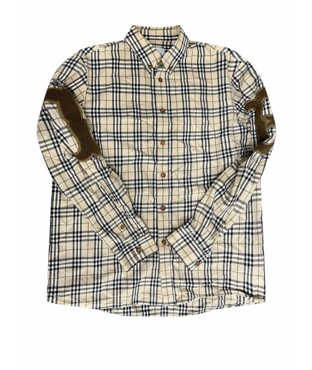 BURBERRY Бежевая хлопковая классическая рубашка, фото 1