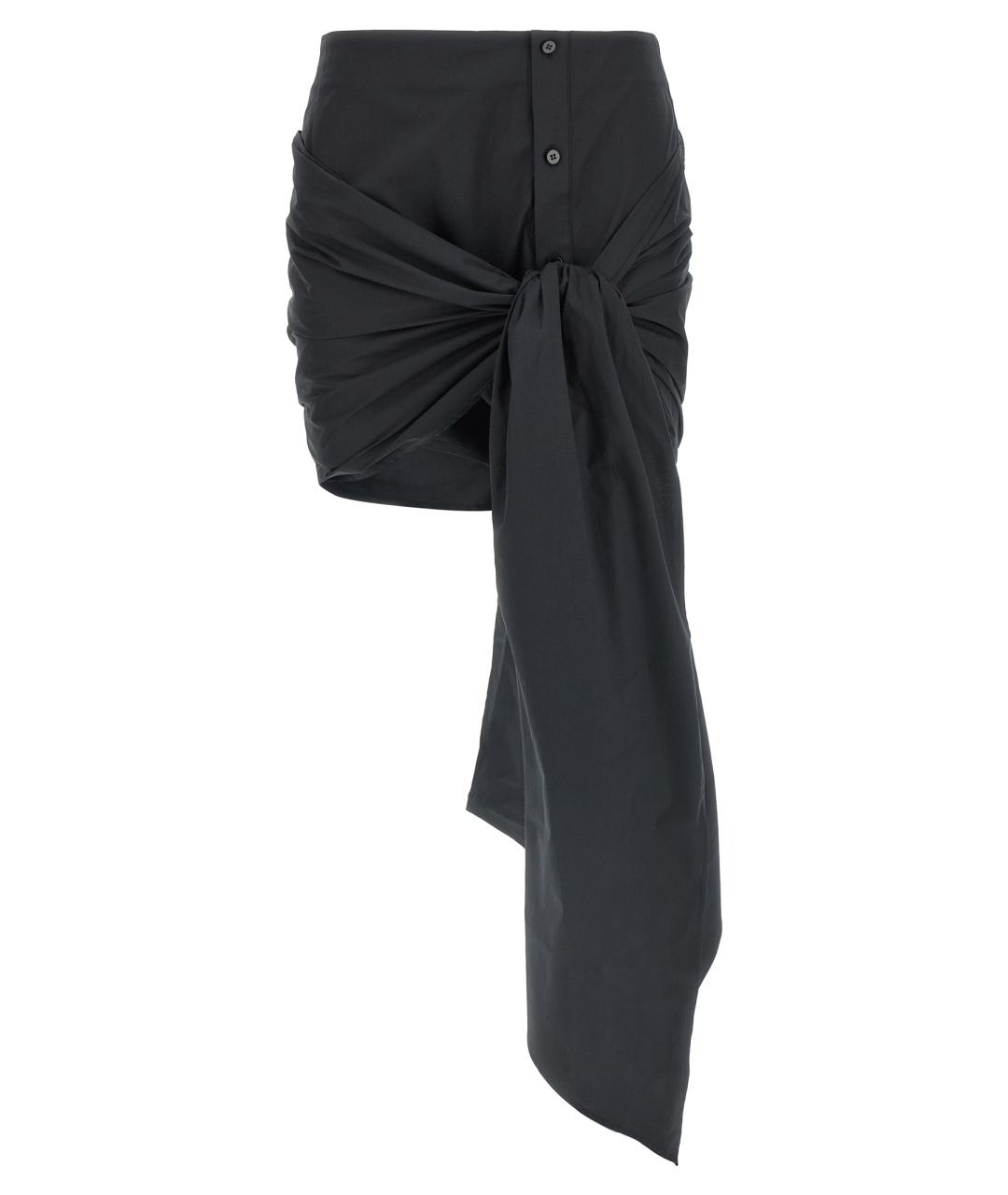 THE ATTICO Черная хлопковая юбка мини, фото 1