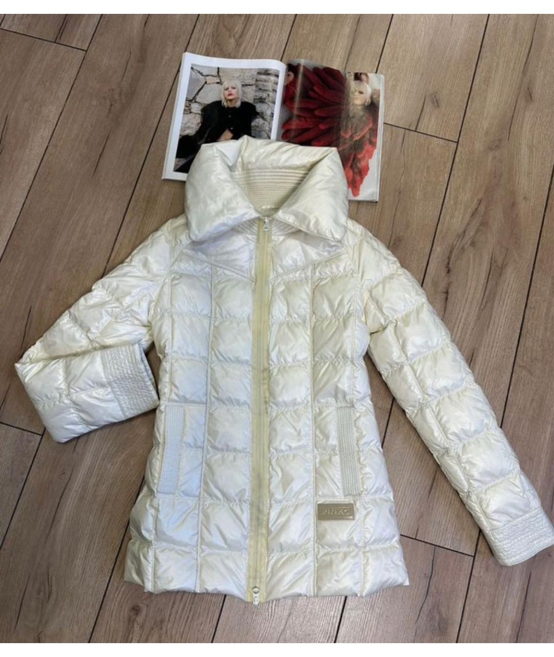 PINKO Желтый полиэстеровый пуховик, фото 3