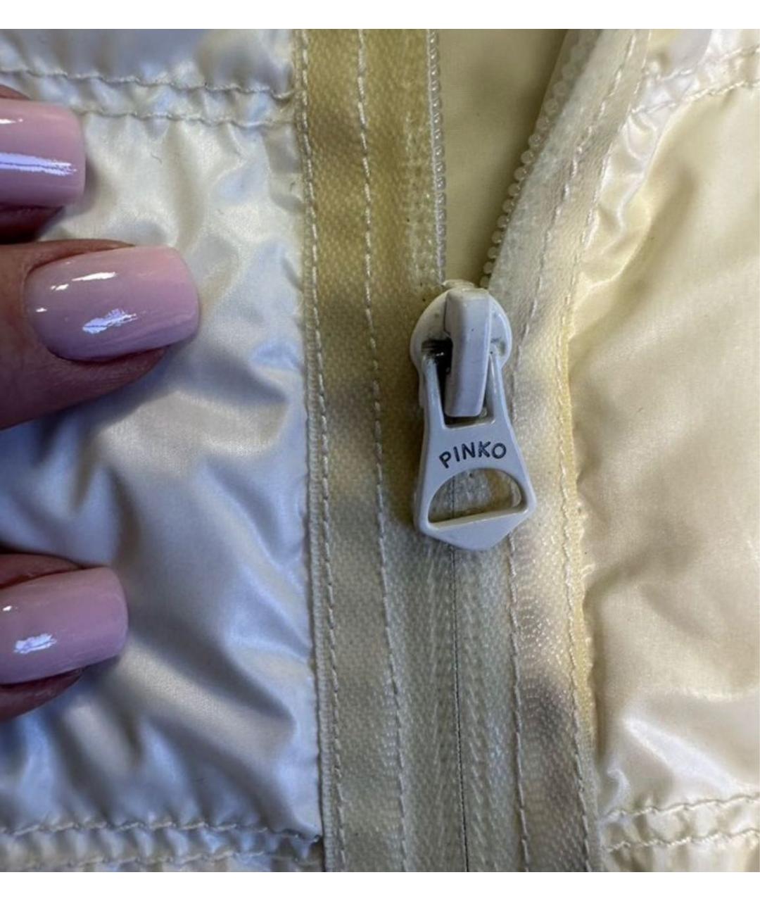 PINKO Желтый полиэстеровый пуховик, фото 6