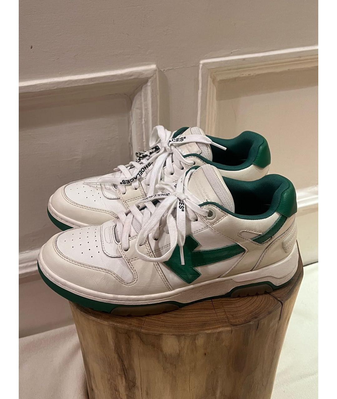 OFF-WHITE Белые кожаные низкие кроссовки / кеды, фото 2