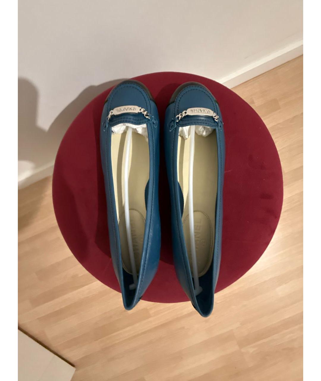 CHANEL Синие кожаные балетки, фото 3