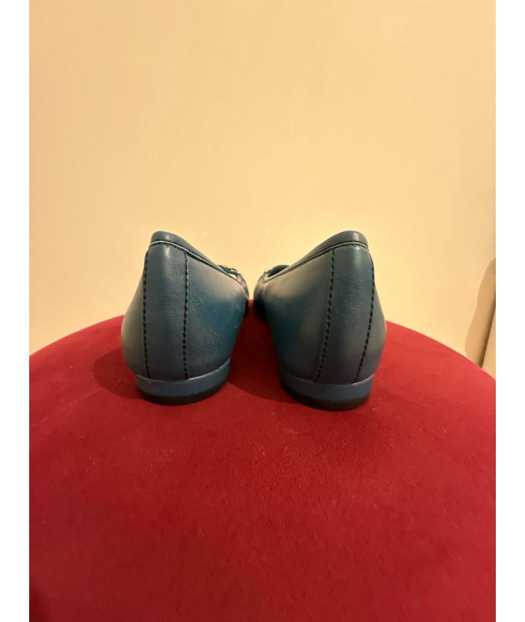 CHANEL Синие кожаные балетки, фото 4