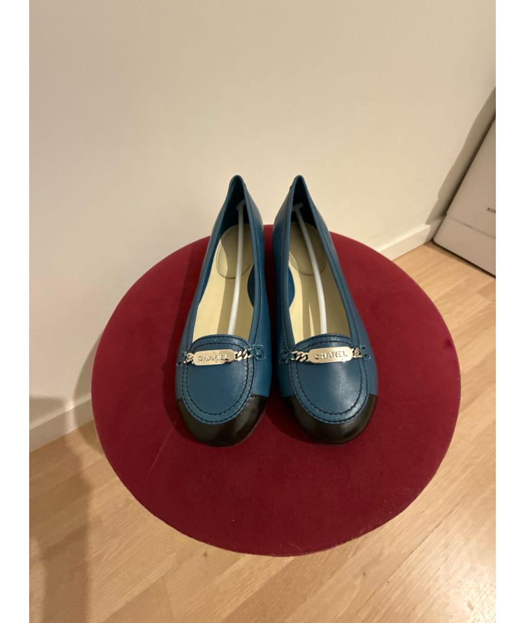 CHANEL Синие кожаные балетки, фото 2