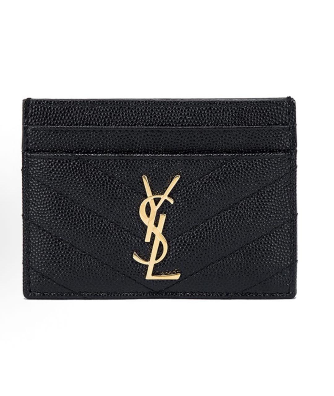 SAINT LAURENT Черный кожаный кардхолдер, фото 5