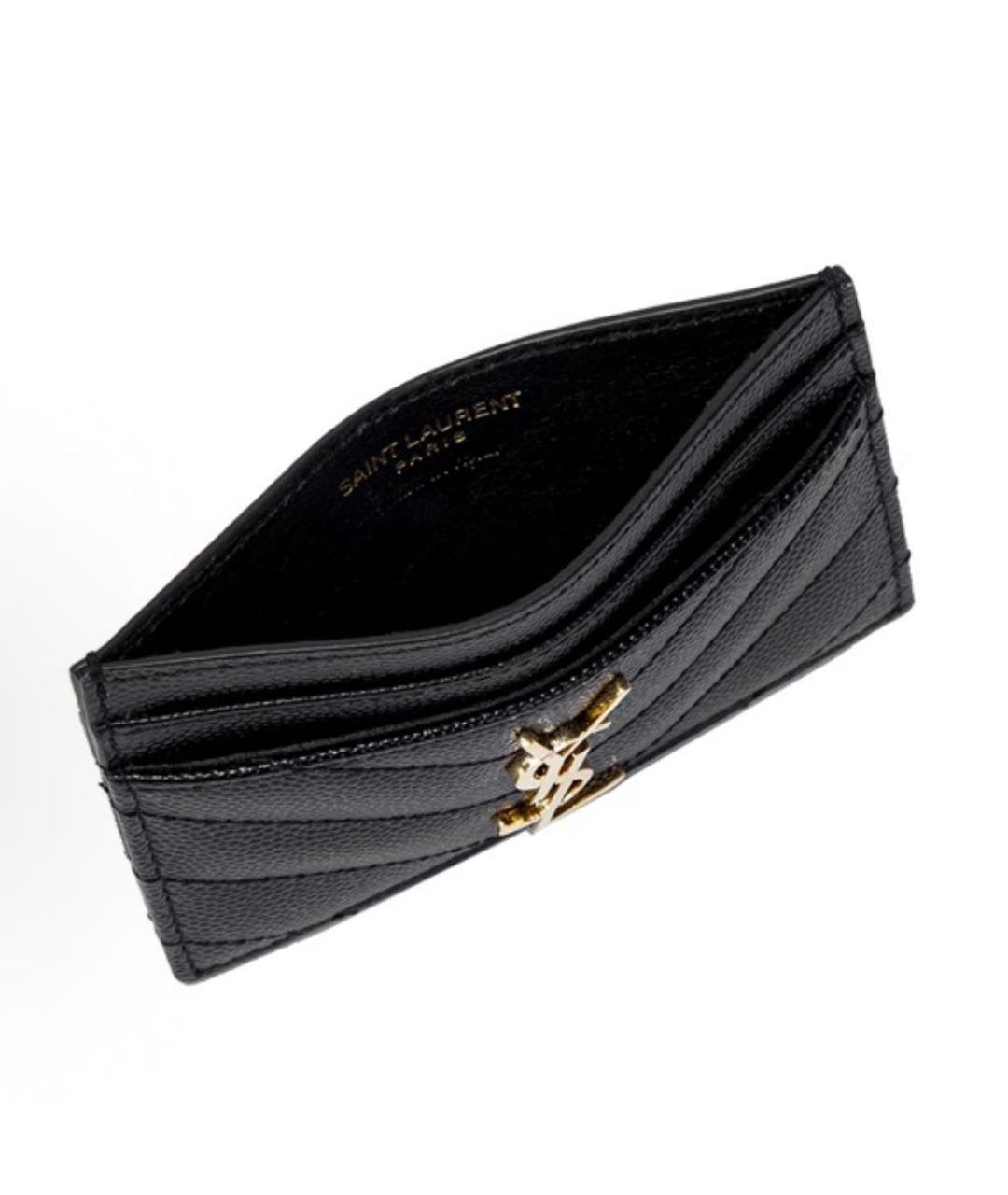 SAINT LAURENT Черный кожаный кардхолдер, фото 4