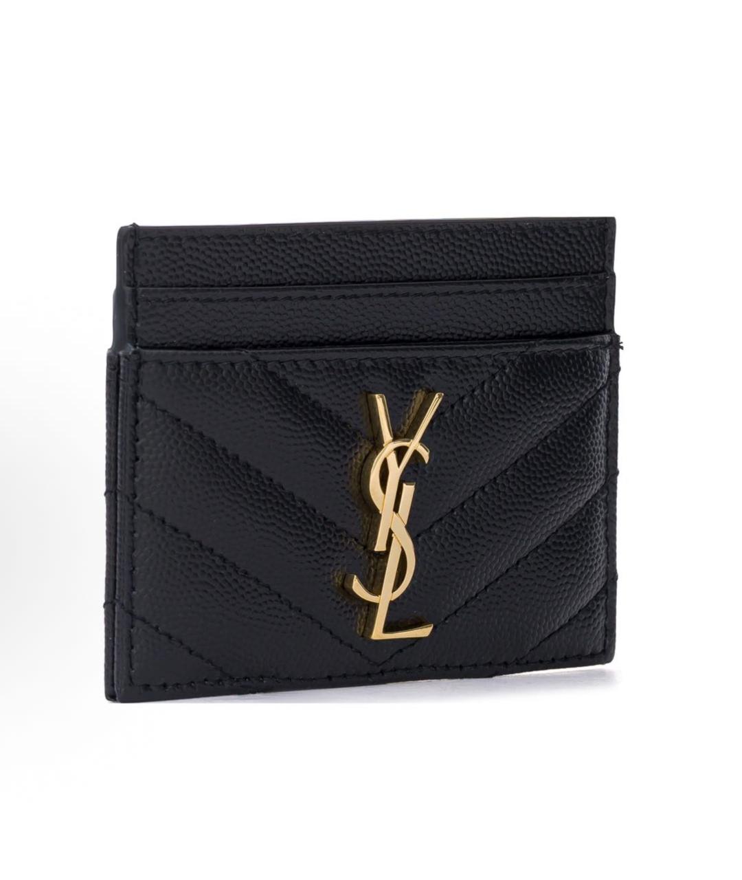 SAINT LAURENT Черный кожаный кардхолдер, фото 3