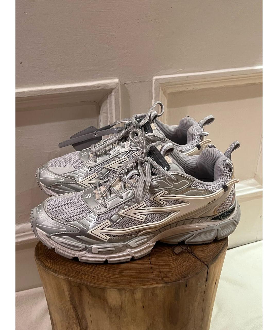 OFF-WHITE Серые текстильные низкие кроссовки / кеды, фото 2