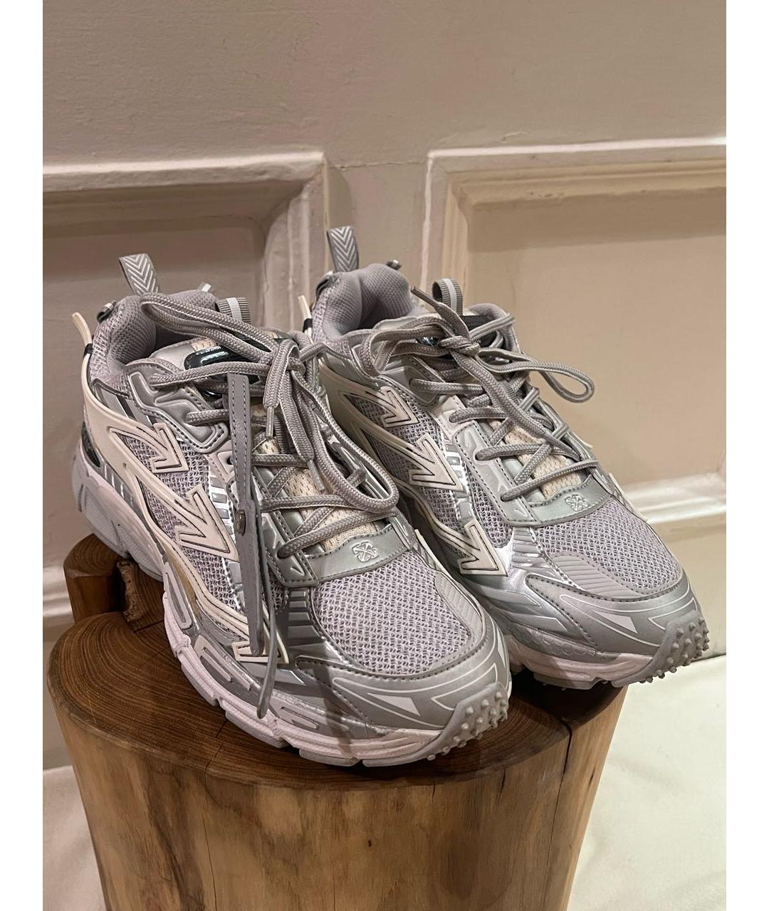 OFF-WHITE Серые текстильные низкие кроссовки / кеды, фото 4