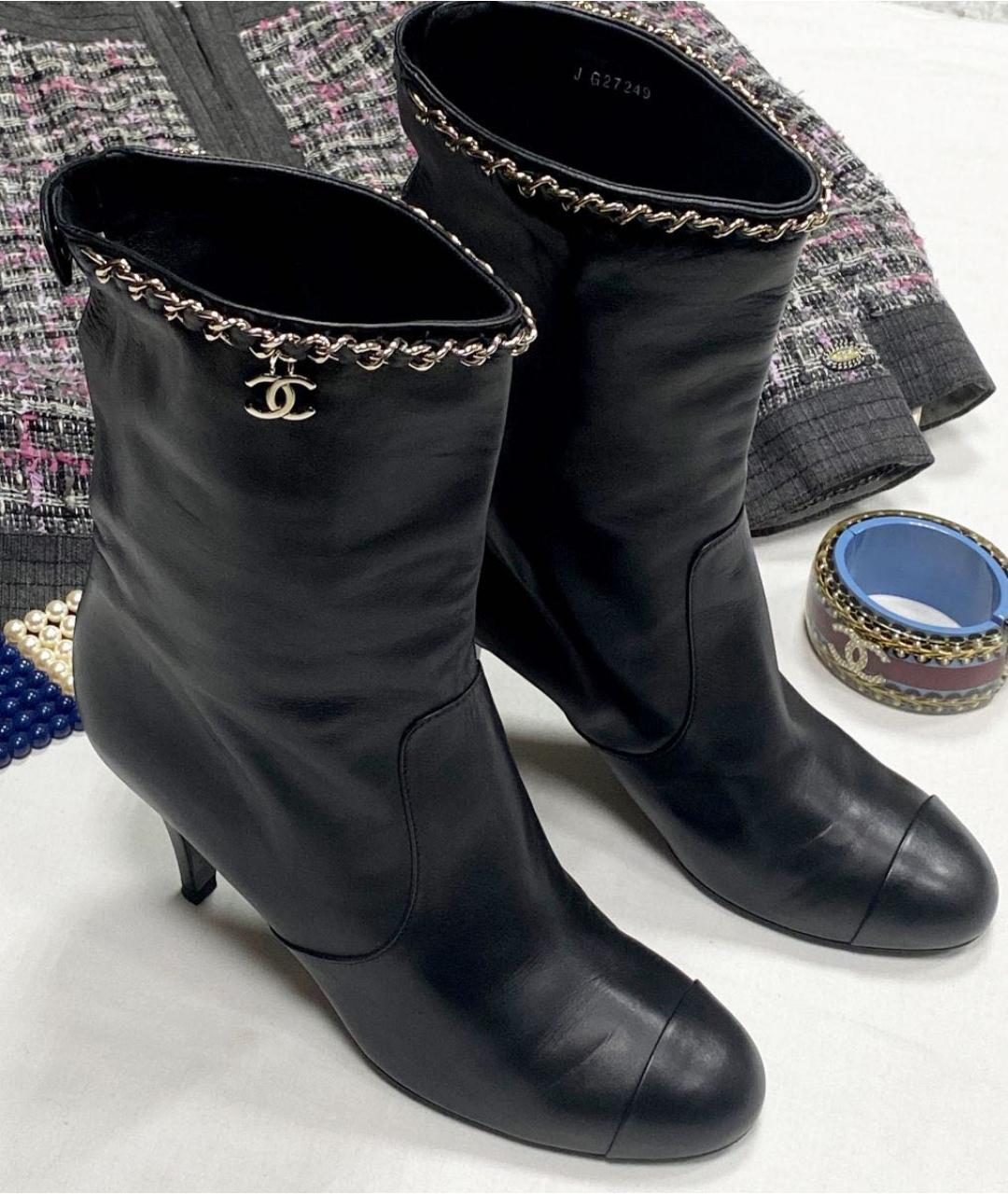 CHANEL Черные кожаные полусапоги, фото 5