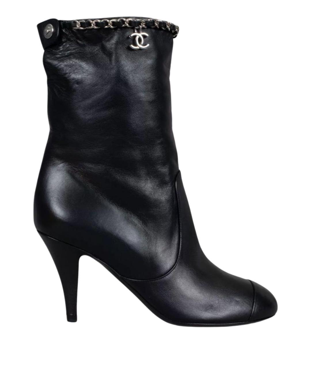 CHANEL Черные кожаные полусапоги, фото 1