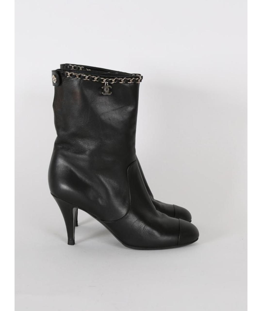CHANEL Черные кожаные полусапоги, фото 3