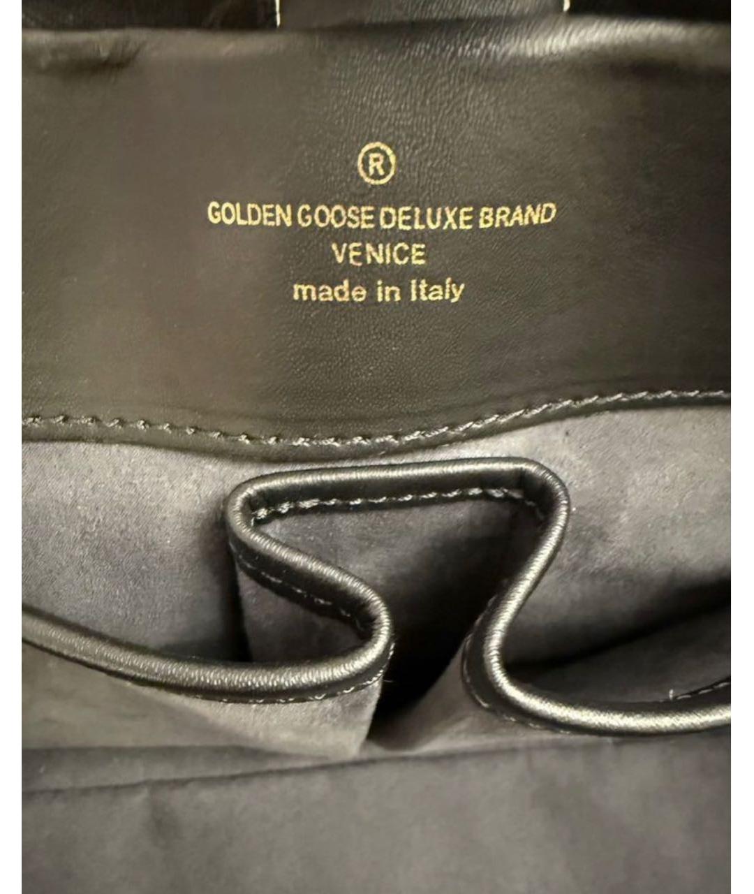 GOLDEN GOOSE DELUXE BRAND Черная кожаная сумка с короткими ручками, фото 7