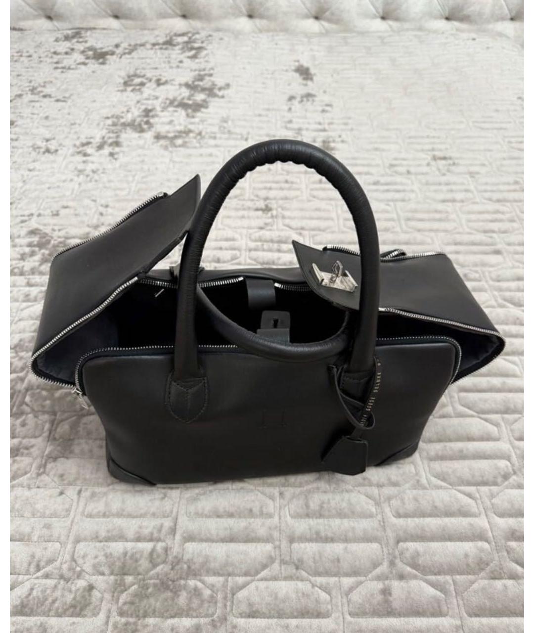 GOLDEN GOOSE DELUXE BRAND Черная кожаная сумка с короткими ручками, фото 6