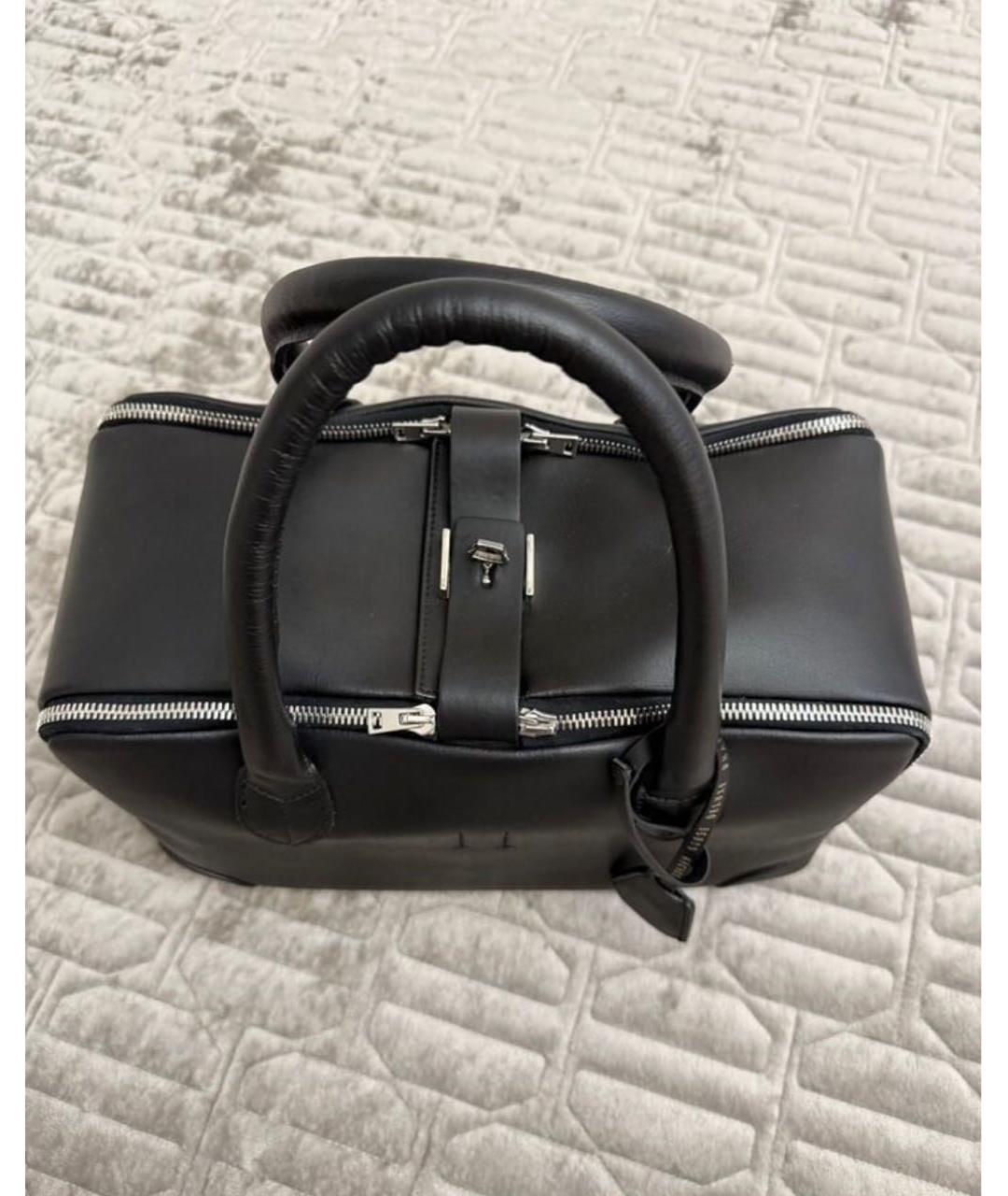 GOLDEN GOOSE DELUXE BRAND Черная кожаная сумка с короткими ручками, фото 4