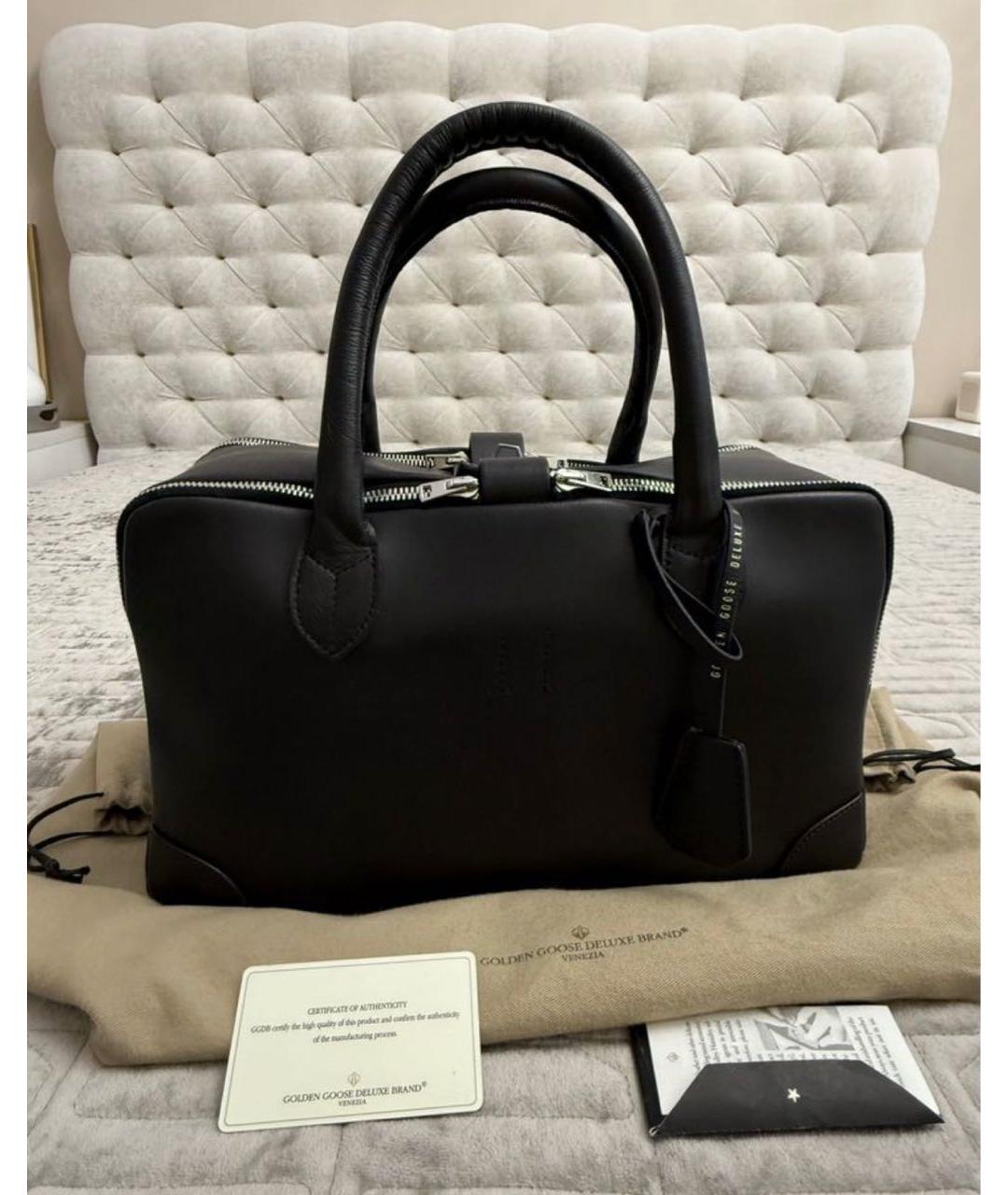 GOLDEN GOOSE DELUXE BRAND Черная кожаная сумка с короткими ручками, фото 2