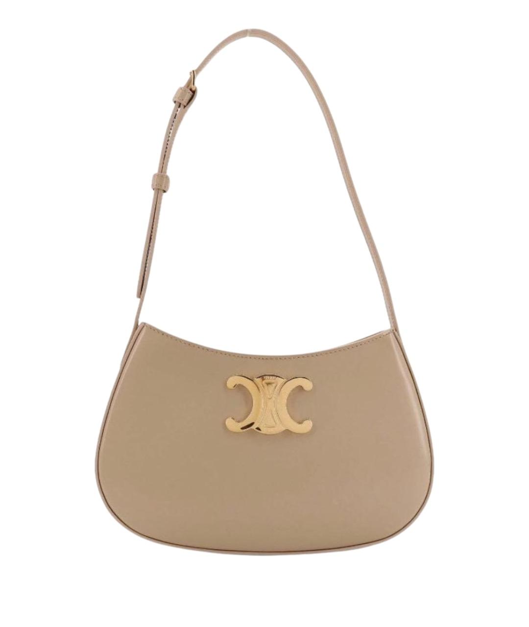 CELINE Бежевая кожаная сумка через плечо, фото 1