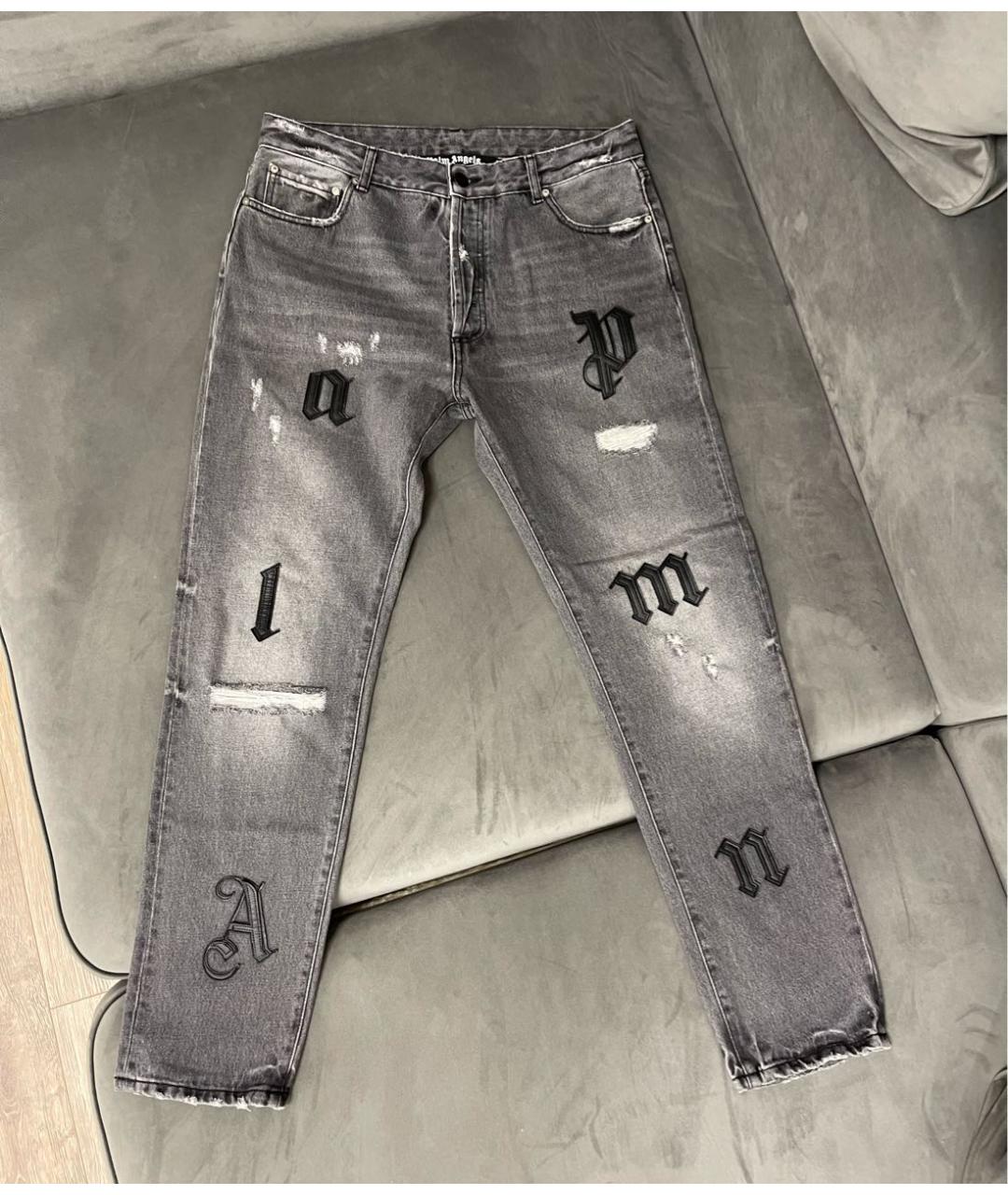 PALM ANGELS Черные хлопковые прямые джинсы, фото 7