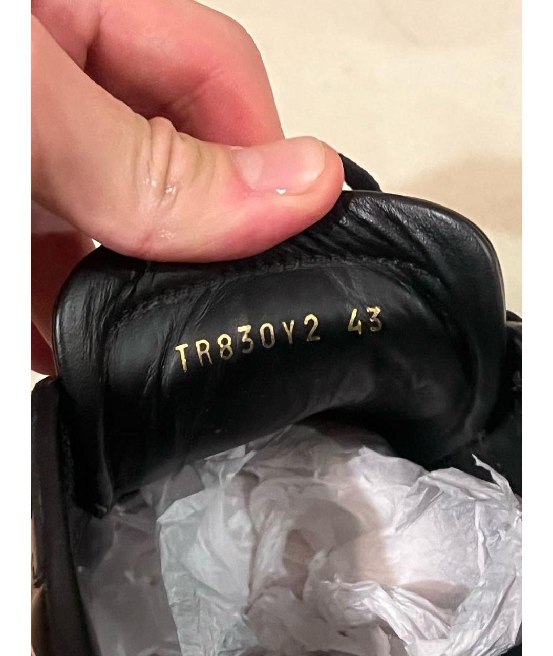 VALENTINO Черные кожаные низкие кроссовки / кеды, фото 5