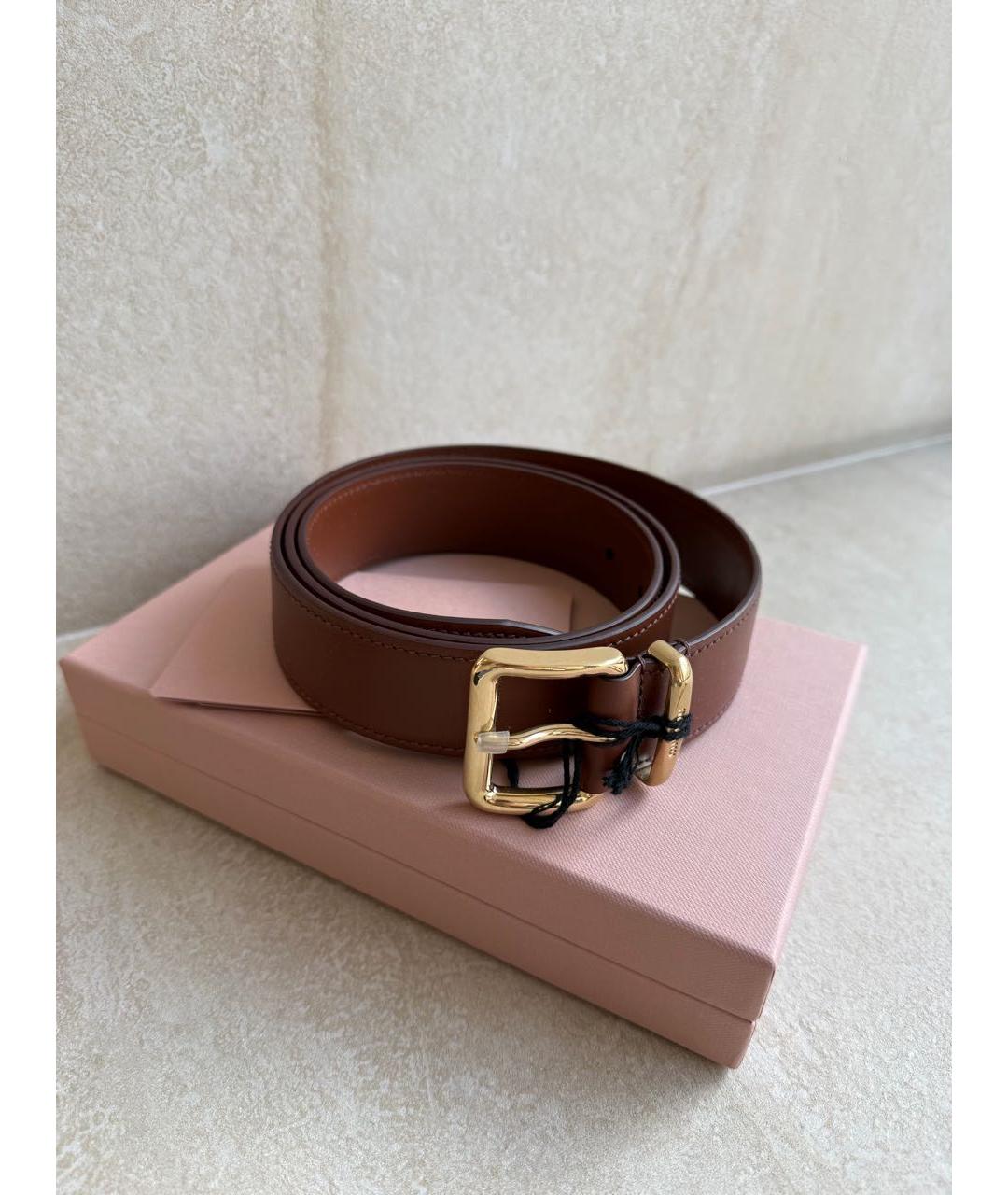MIU MIU Коричневый кожаный ремень, фото 4