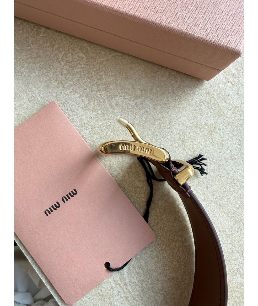 MIU MIU Коричневый кожаный ремень, фото 2