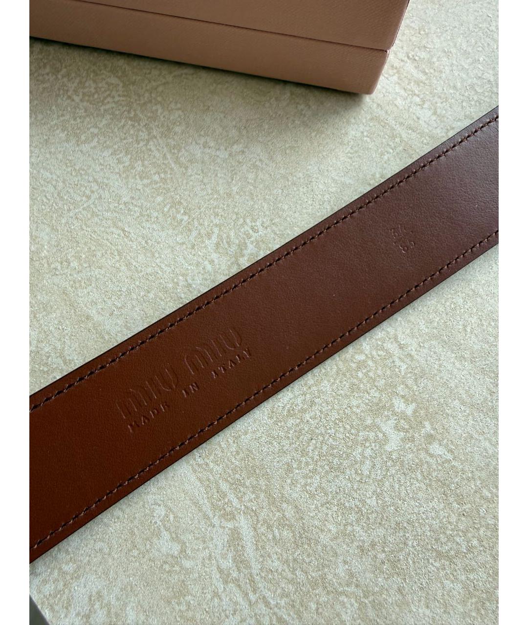 MIU MIU Коричневый кожаный ремень, фото 3
