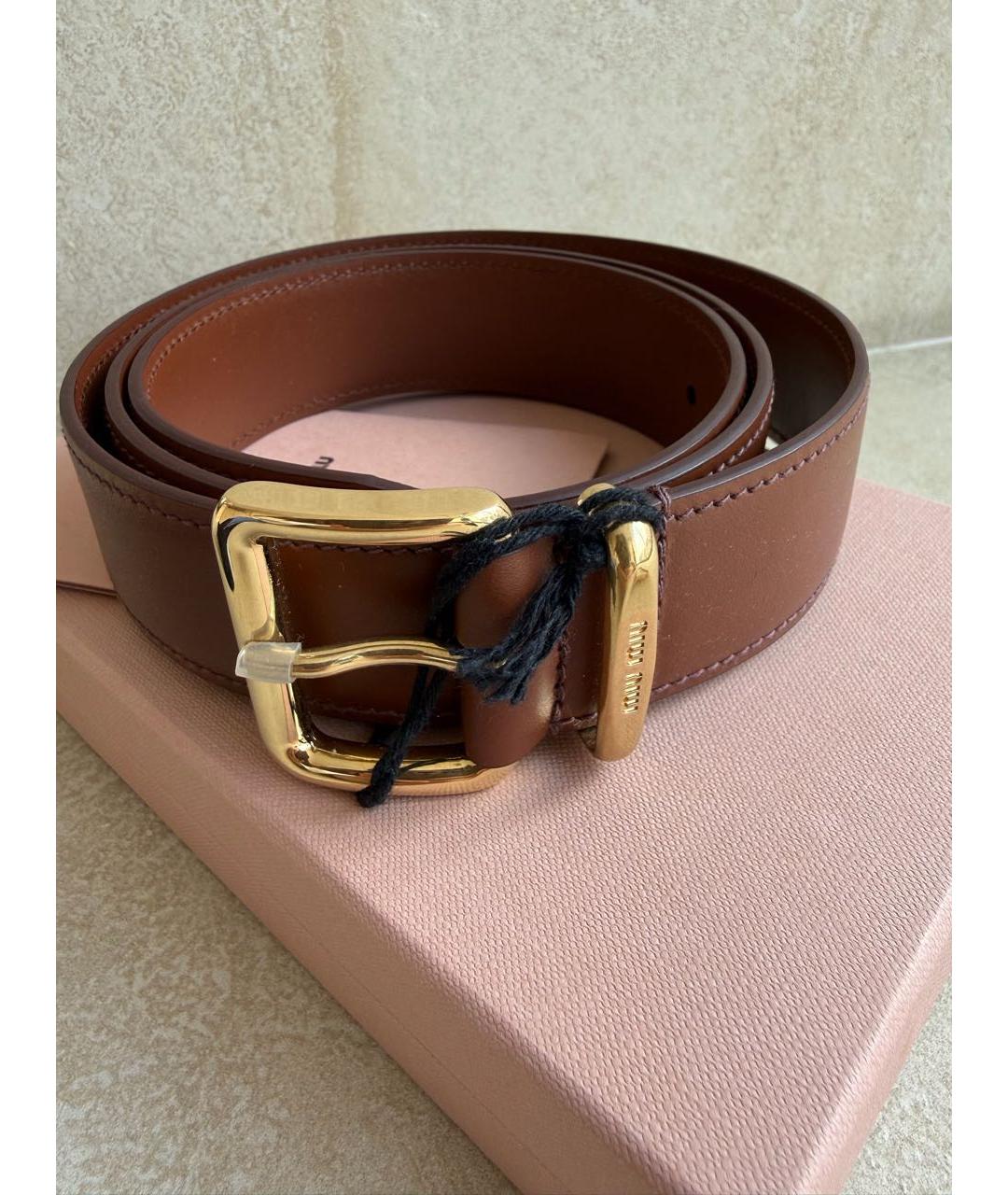 MIU MIU Коричневый кожаный ремень, фото 6