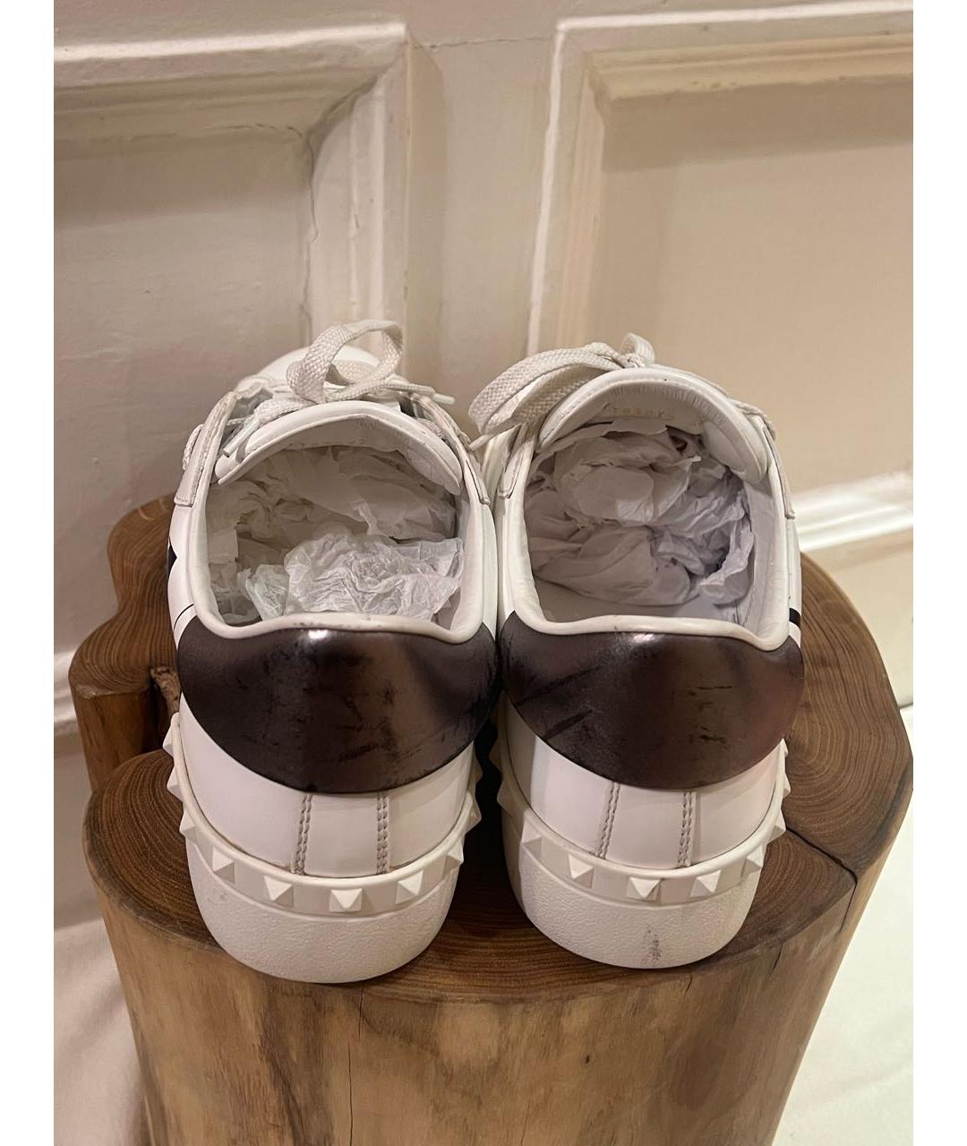 VALENTINO Белые кожаные низкие кроссовки / кеды, фото 4