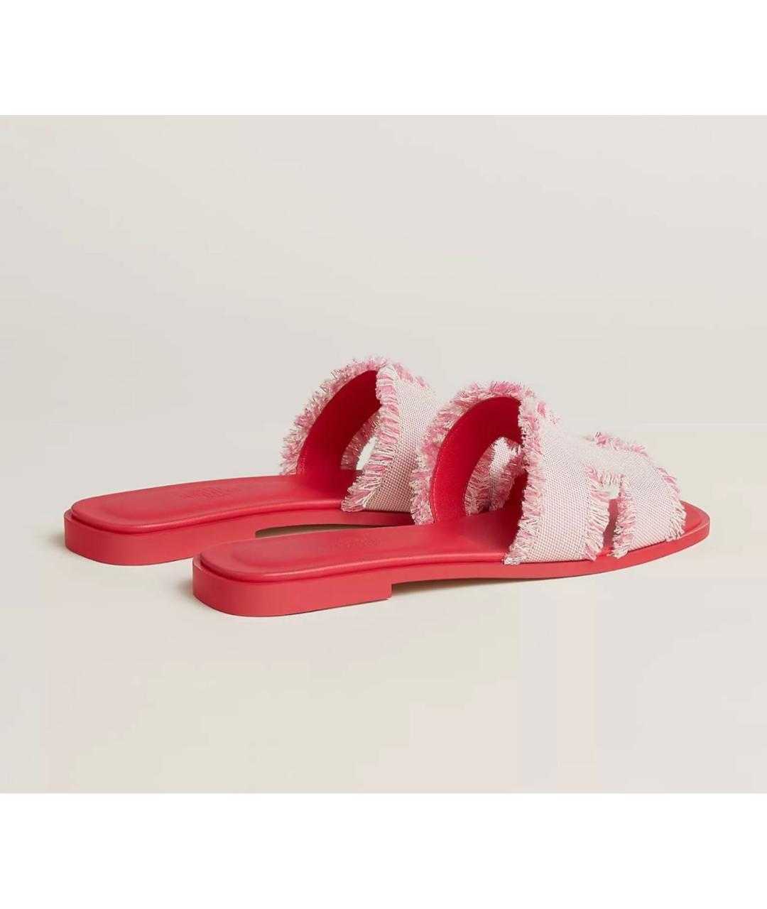 HERMES Розовые кожаные шлепанцы, фото 3
