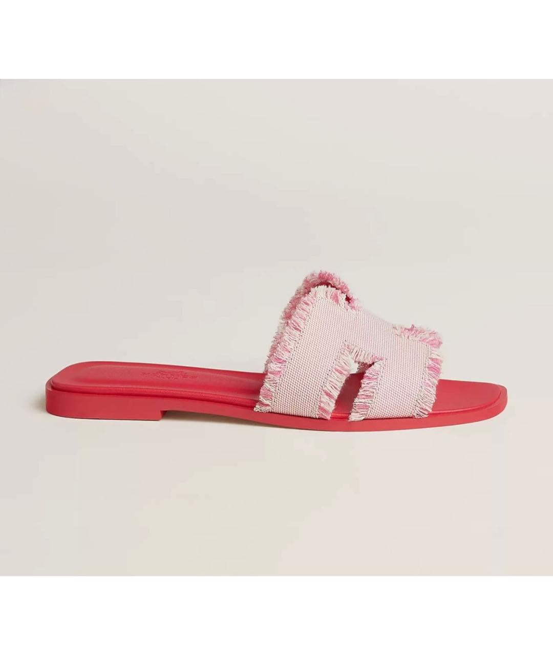 HERMES Розовые кожаные шлепанцы, фото 4