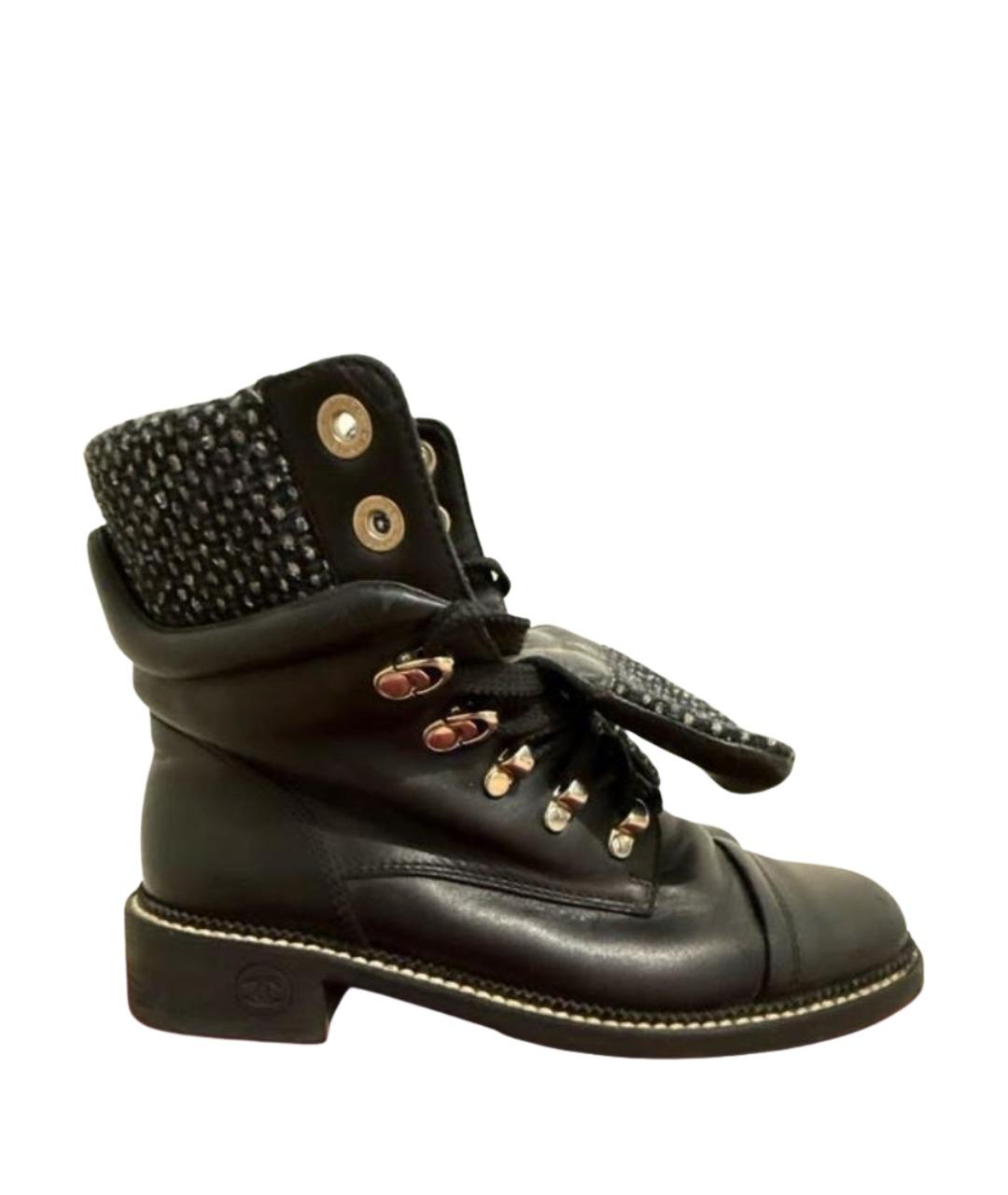 CHANEL Черные кожаные ботинки, фото 1