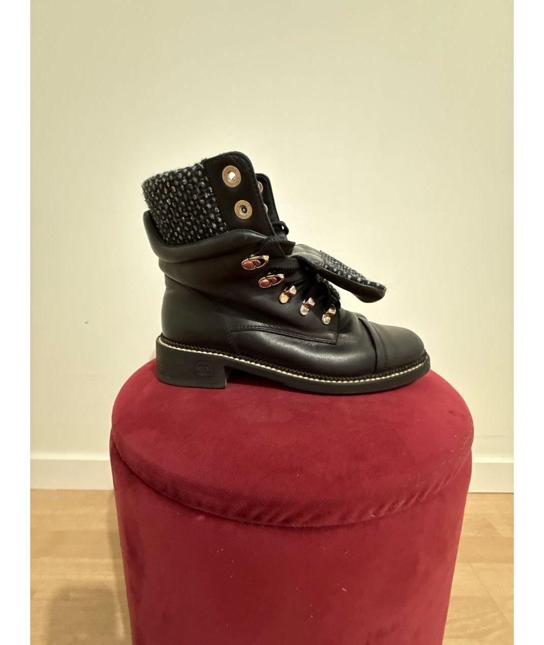 CHANEL Черные кожаные ботинки, фото 5