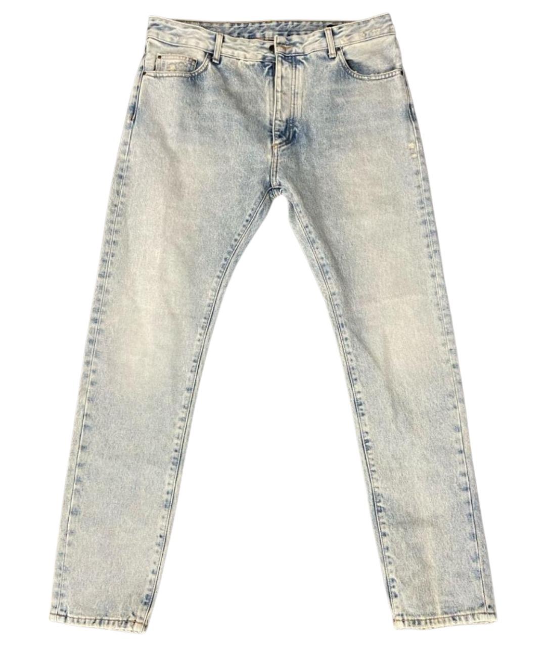 PALM ANGELS Голубые хлопковые прямые джинсы, фото 1