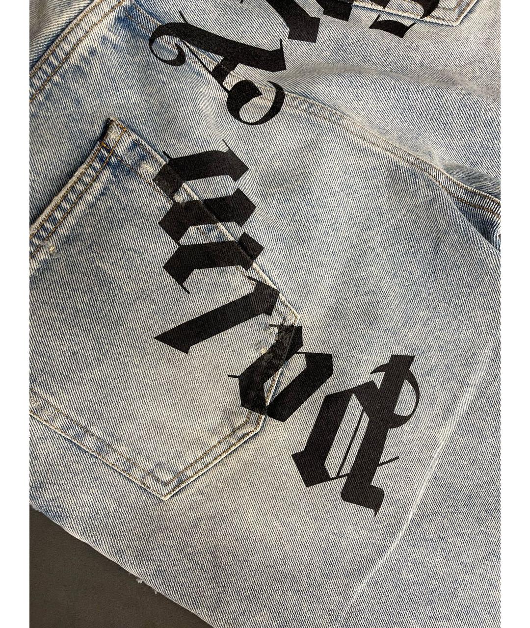 PALM ANGELS Голубые хлопковые прямые джинсы, фото 3