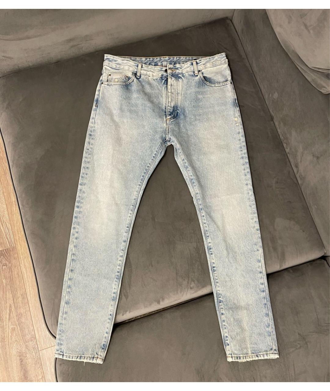 PALM ANGELS Голубые хлопковые прямые джинсы, фото 9