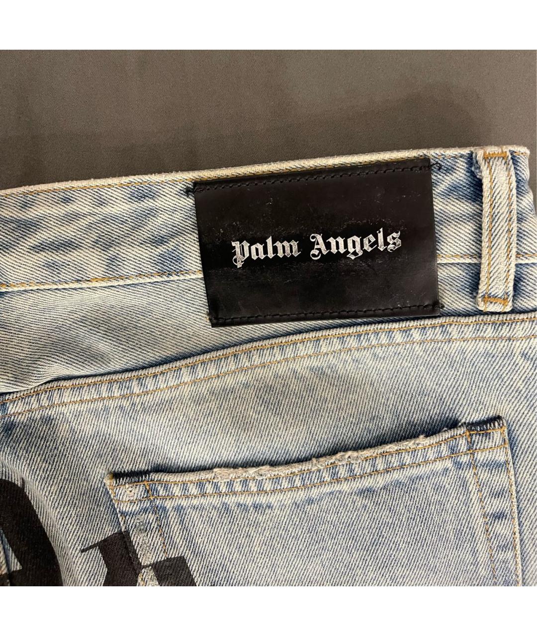 PALM ANGELS Голубые хлопковые прямые джинсы, фото 4