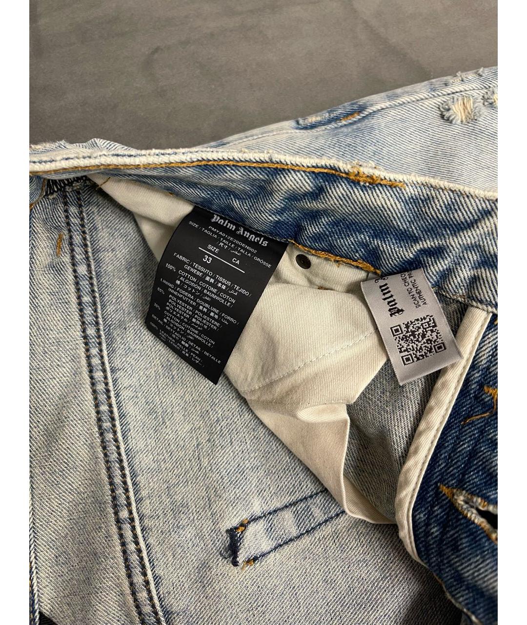 PALM ANGELS Голубые хлопковые прямые джинсы, фото 6