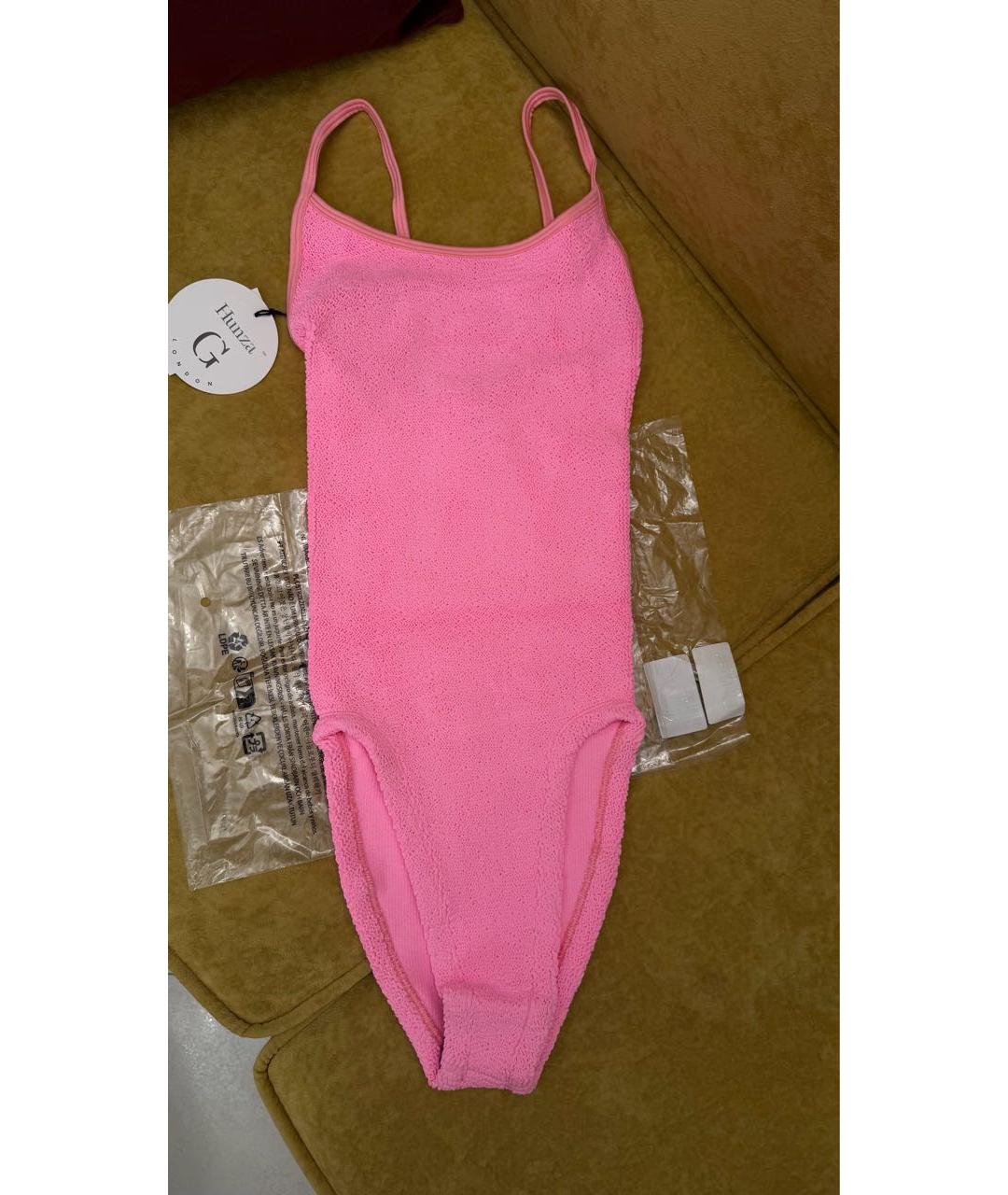 HUNZA G Розовый полиамидовый купальник, фото 4