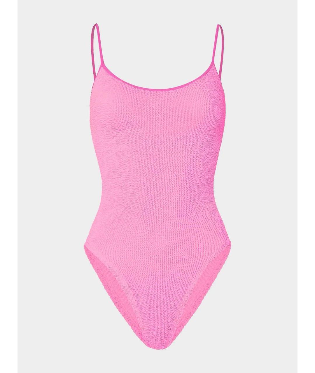 HUNZA G Розовый полиамидовый купальник, фото 7