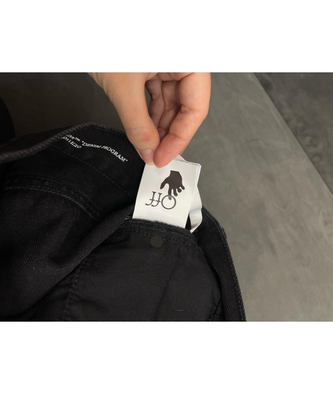 OFF-WHITE Черные хлопковые прямые джинсы, фото 6