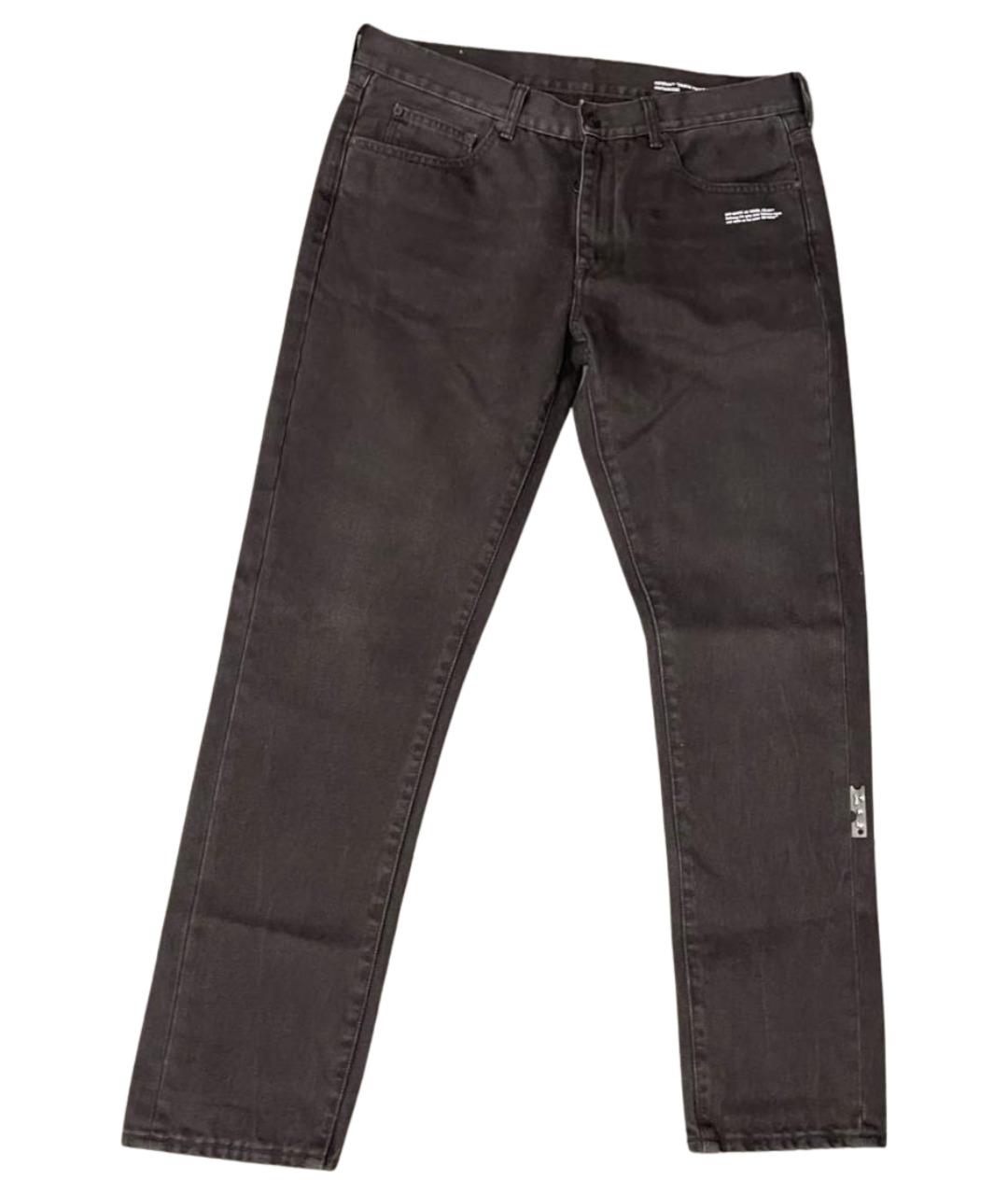 OFF-WHITE Черные хлопковые прямые джинсы, фото 1