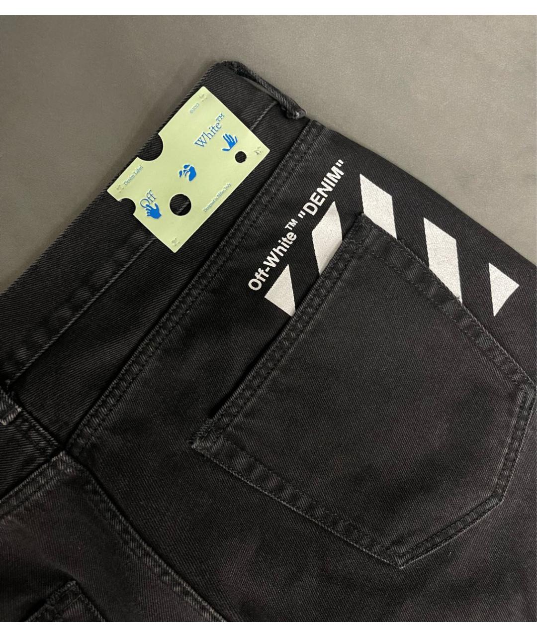 OFF-WHITE Черные хлопковые прямые джинсы, фото 3