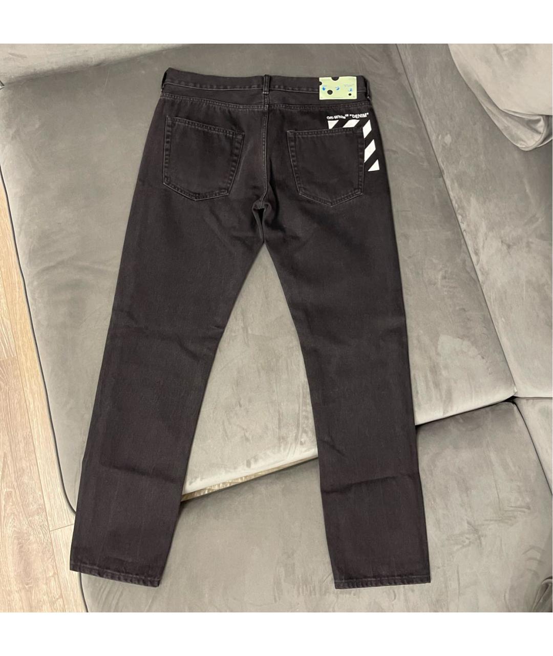 OFF-WHITE Черные хлопковые прямые джинсы, фото 2
