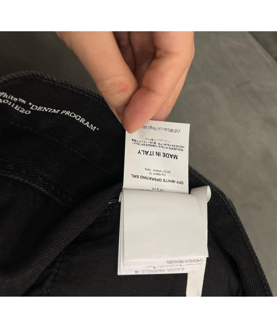 OFF-WHITE Черные хлопковые прямые джинсы, фото 7