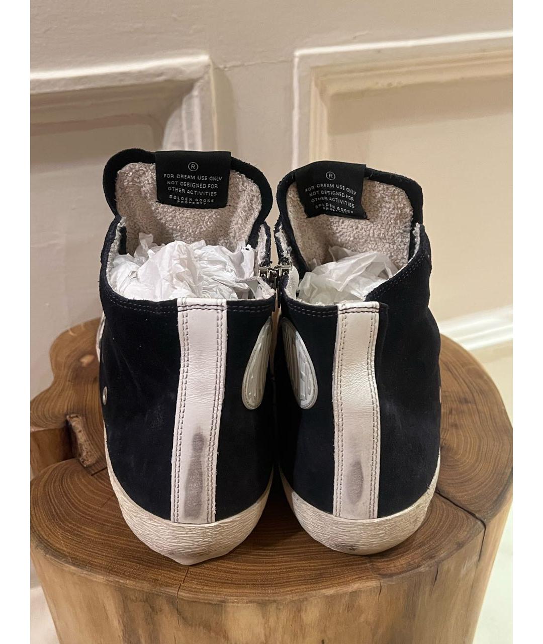 GOLDEN GOOSE DELUXE BRAND Темно-синие замшевые высокие кроссовки / кеды, фото 4