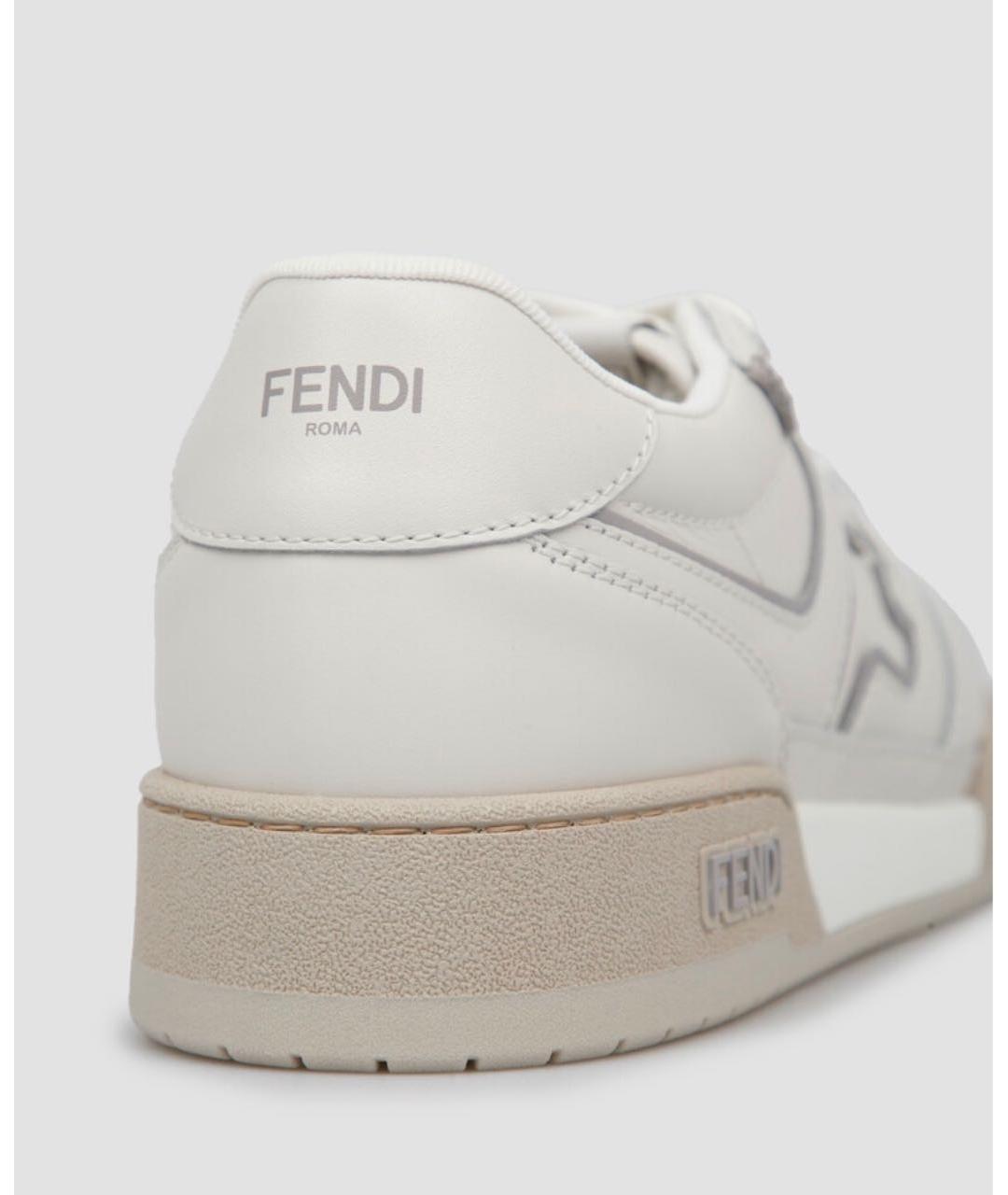 FENDI Белые кожаные низкие кроссовки / кеды, фото 5