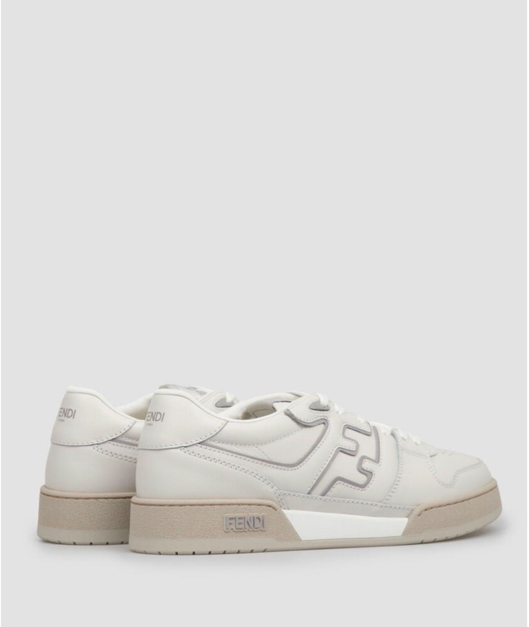 FENDI Белые кожаные низкие кроссовки / кеды, фото 3
