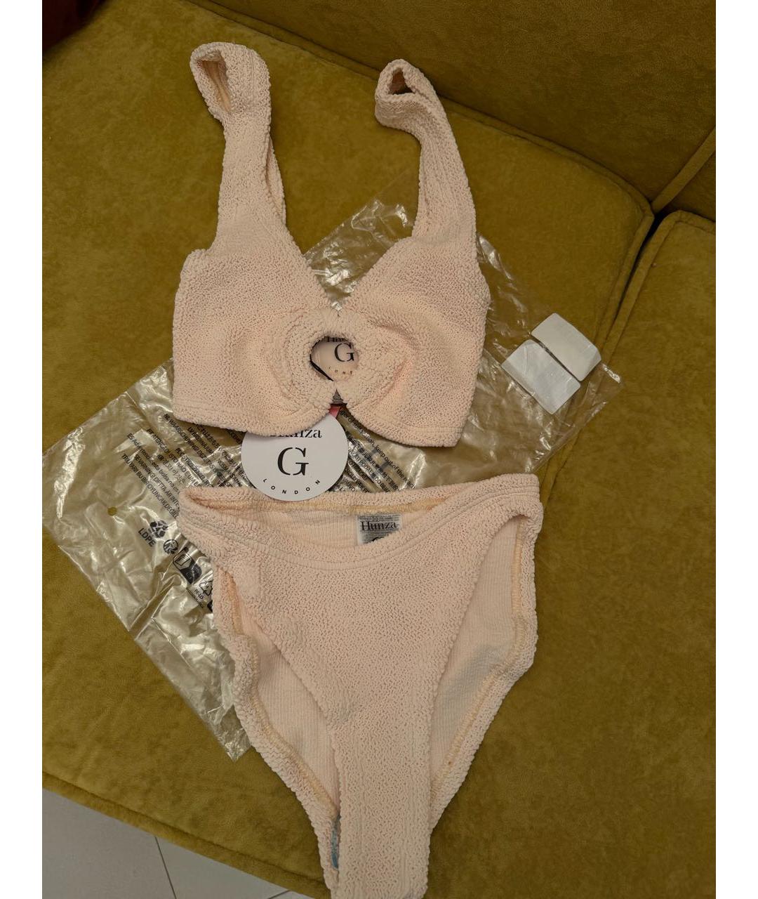 HUNZA G Бежевый полиамидовый купальник, фото 2