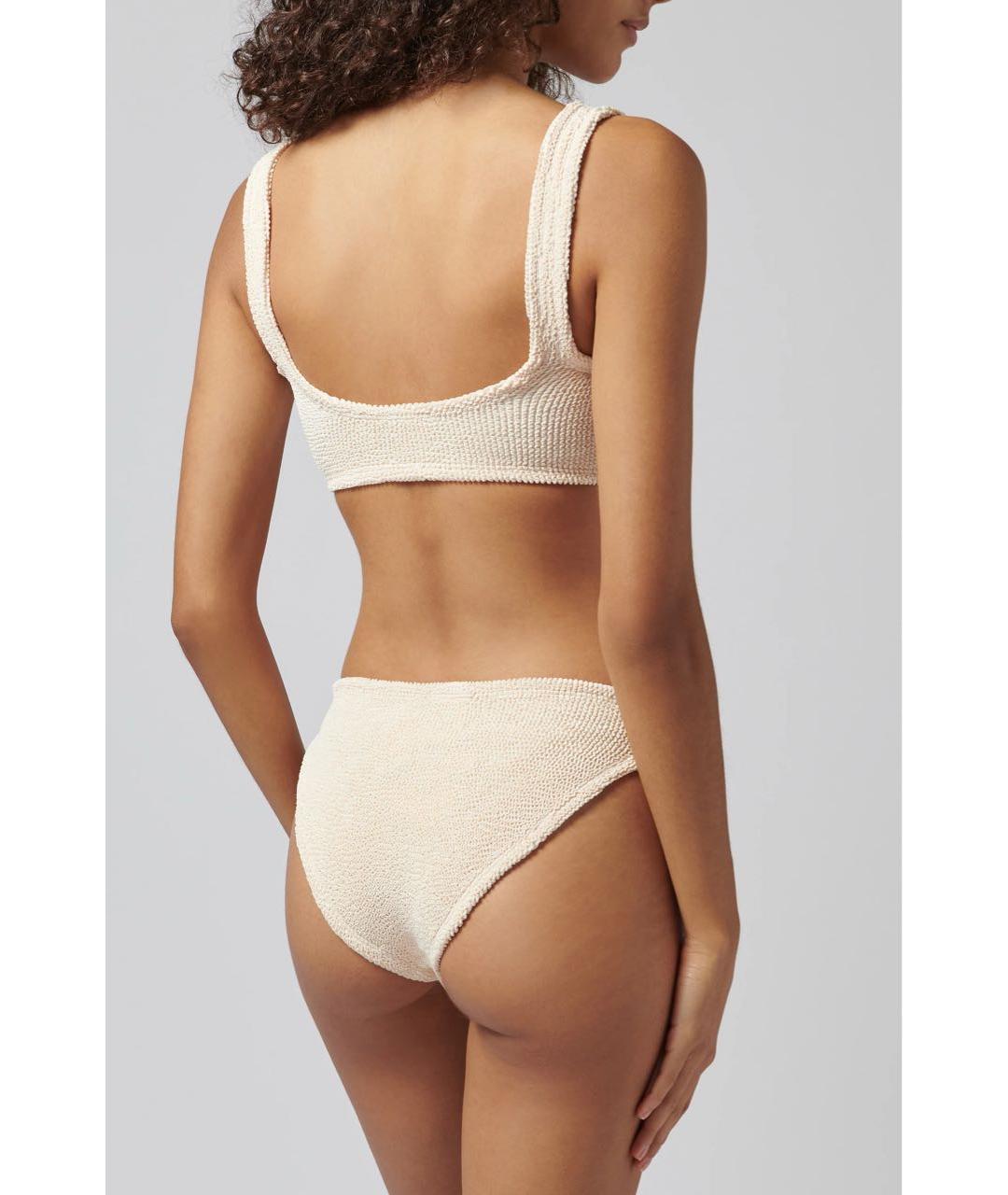 HUNZA G Бежевый полиамидовый купальник, фото 4